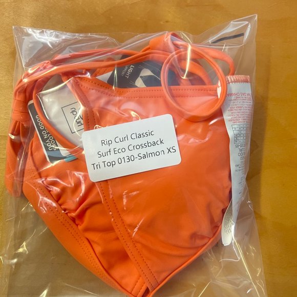 NWT! Rip Curl Classic Surf Eco Crossback Tri Top 0130-Salmon XS - Picture 6 of 6